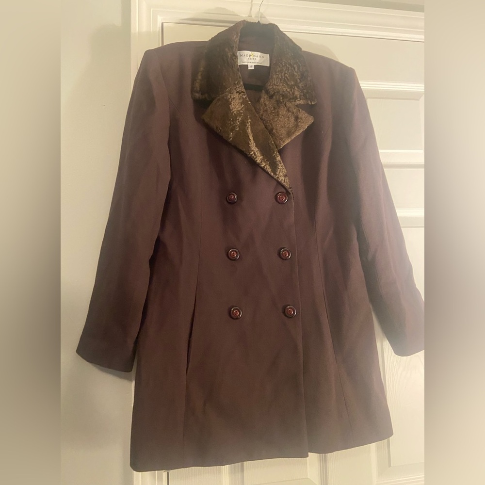 Vintage Laura Madrigano Brown Wool Blazer. Size 16